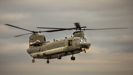 Fototapeta na wymiar Military heavy lift helicopter.