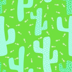 Abstract floral seamless cactus pattern for wrapping paper and fabrics and linens and kids clothes print