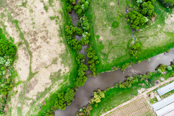 The mouth of the Luzha River, the place where it flows into the Protva River, a view from a great...