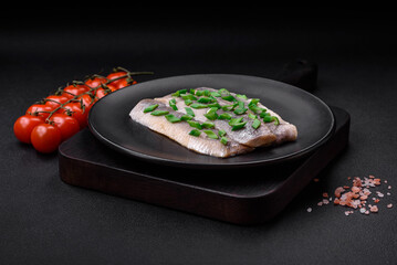 Delicious Atlantic herring marinated with salt and spices