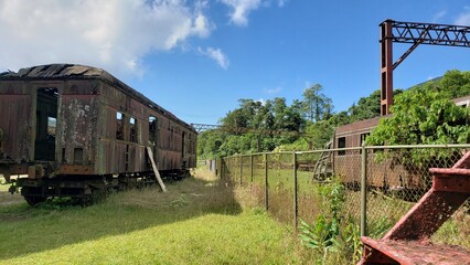 View of the Paranapiacaba village with the old train station on a sunny day