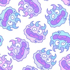 Cartoon monsters seamless emoticons aliens pattern for kids clothes print and wrapping paper and fabrics