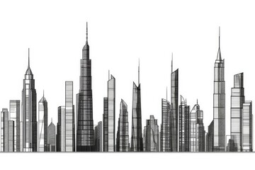 city skyline in black and white. Generative AI