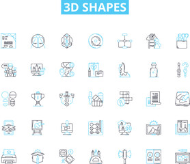 3d shapes linear icons set. Cube, Pyramid, Cylinder, Sphere, C, Tetrahedron, Octahedron line vector and concept signs. Dodecahedron,Icosahedron,Cuboid outline illustrations