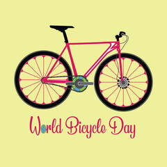 world bicycle day vector background. Bike silhouette isolated Bicycle Day June 3 Poster design