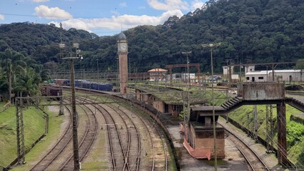 View of the Paranapiacaba village with the old train station on a sunny day