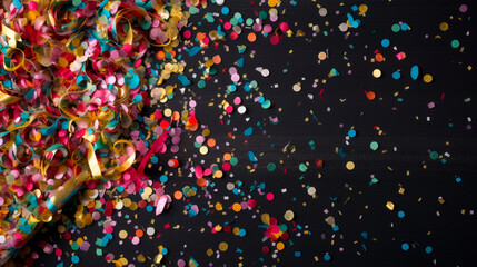 Colorful birthday and carnival party confetti background. Generative AI
