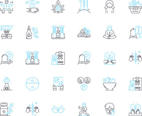 Traditional medicine linear icons set. Herbalism, Acupuncture, Ayurveda, Meditation, Cupping, Chiropractic, Homeopathy line vector and concept signs. Tai Chi,Naturopathy,Qi gong outline Generative AI
