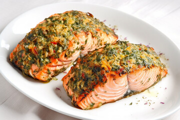 Tarragon Marinated Salmon Steaks Grill Fish