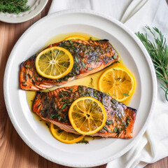Tarragon Marinated Salmon Steaks Grill Fish