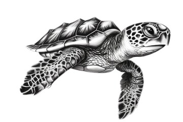 Fototapeta premium black and white turtle drawing. Generative AI