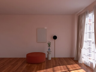 Living room interior 3d render, 3d illustration