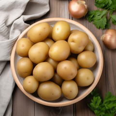 Boiled Potato Top View Dish