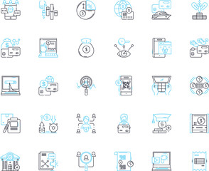 Trade deals linear icons set. Agreements, Negotiations, Tariffs, Imports, Exports, Trade, Barriers line vector and concept signs. Partnership,Deals,Free trade outline illustrations Generative AI