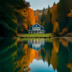 Fototapeta premium house on the lake