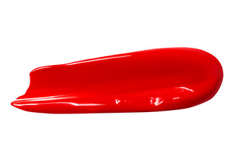 Smear of lipstick, lip gloss, paint, red.  Isolated  PNG