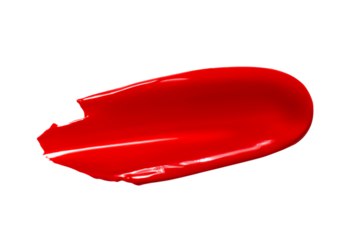 Smear of lipstick, lip gloss, paint, red.  Isolated  PNG