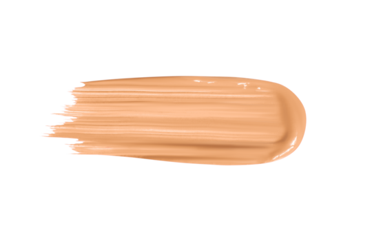 Smear of facial foundation is light beige in color. Isolated  PNG