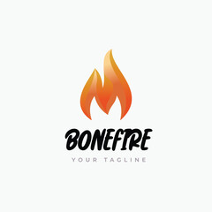Bonfire Logo template design. Stock illustration. flame logo design