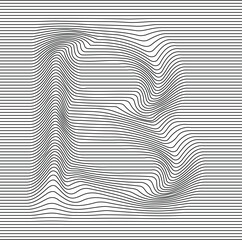letter alphabet illusion with lines waves