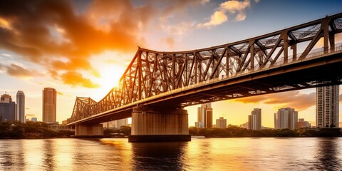 Fototapeta na wymiar city bridge at sunset