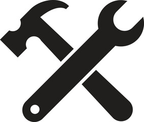 wrench hammer, tools icon