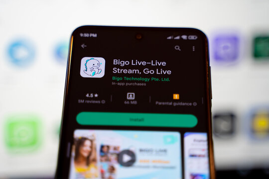 Bigo Live - Live Stream, Go Live mobile application on Google Play Store. Ankara, Turkey - April 28, 2023.