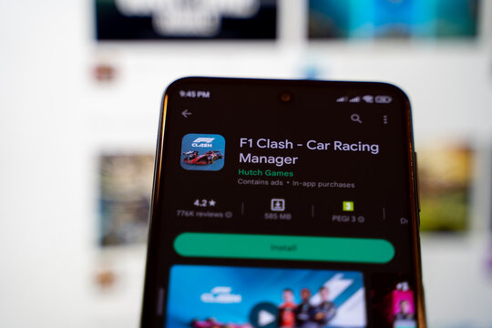 F1 Clash - Car Racing Manager, mobile game on Google Play. Ankara, Turkey - April 28, 2023.