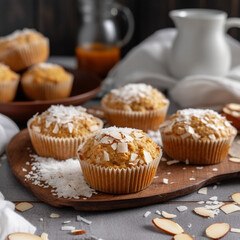 Backed Carrot Muffins With Almond Coconut 