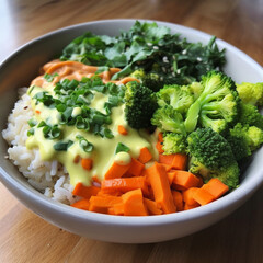 Rice with broccoli and carrots dish