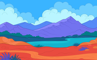 Colorful nature landscape view vector design