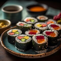 Sushi Rolls: A Vibrant and Refreshing Plate of Food