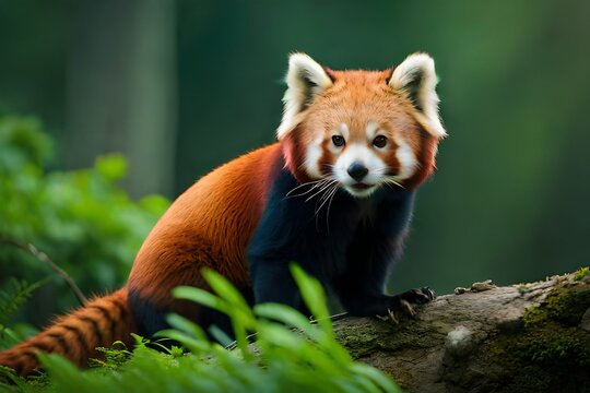 red panda eating bamboo by Ai Generative