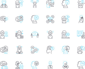 Obraz premium Intellectual wellness linear icons set Generative AI