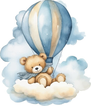 cute bear watercolor illustration