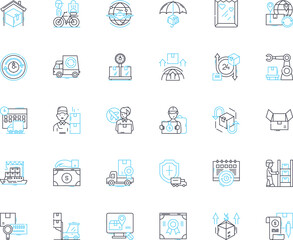 Goods delivery linear icons set. Shipping, Delivery, Logistics, Parcel, Courier, Warehouse, Fulfillment line vector and concept signs. Transport,Package,Dispatch outline illustrations Generative AI