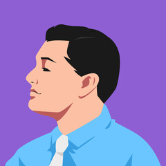 portrait of a businessman. side view. suitable for avatar, social media profile, print, poster. flat vector illustration.
