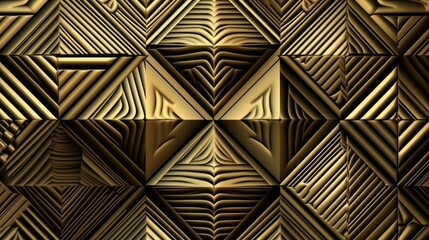 Geometric Background with Gold on Black.Generative AI illustration