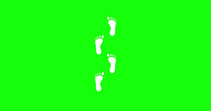 Feet loader loop animation. 4K resolution animation. Human foot print walk animation on green screen. Footsteps sign or icon animation