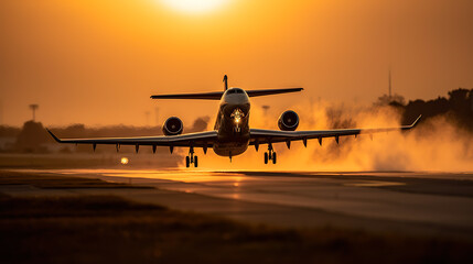 Fototapeta na wymiar Gulfstream Aerospace G550 luxury business jet takes off 