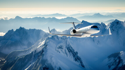 Gulfstream Aerospace G550 luxury business jet above the Switzerland - obrazy, fototapety, plakaty