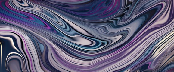Liquid abstract, purple and blue chromatic waves background. Generative AI