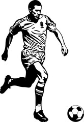 Fototapeta na wymiar Illustration of football player in black and white style.