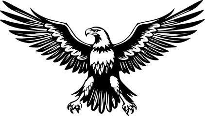 Illustration of bald eagle in drawing stencil style.
