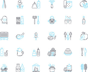 Excursion linear icons set. Adventure, Exploration, Journey, Trek, Safari, Expedition, Quest line vector and concept signs. Outing,Escapade,Safari outline illustrations Generative AI