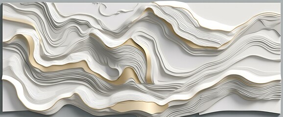 White and gold minimal waves background. Generative AI