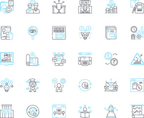 Economic understanding and awareness linear icons set. Budgeting, Inflation, Financial literacy, Entrepreneurship, Investment, Taxation, Debts line vector and concept signs. Supply and Generative AI