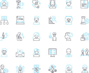 Creative intelligence linear icons set. Imagination, Innovation, Ingenuity, Resourcefulness, Originality, Inventiveness, Ideation line vector and concept signs. Generative AI