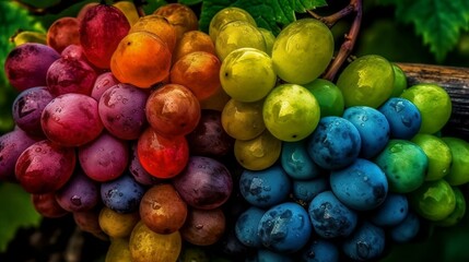 multicolored fruit bunch, AI grapes