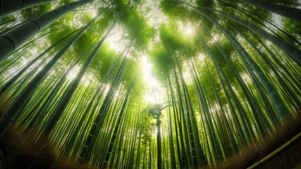 Fototapeta premium Whispers of Green: Arashiyama Bamboo Grove's Serenity